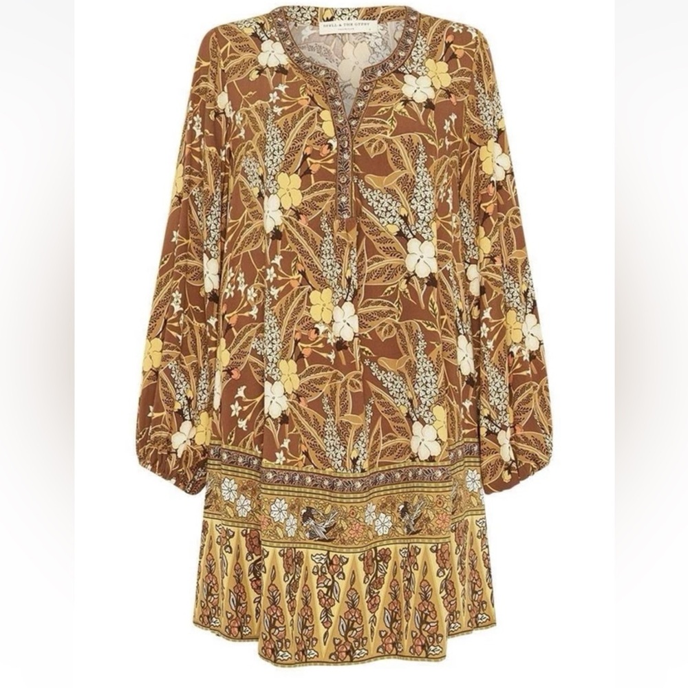 Spell & The Gypsy Collective Bianca Tunic Dress Boho Floral Print - Size M